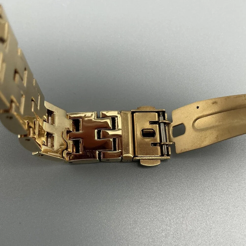 Peugeot Womens Watch 24mm White Dial Gold Tone Crystals Bracelet New Battery 6
